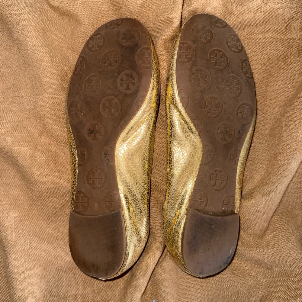 Tory Burch Metallic Gold Flats - Picture 2 of 3